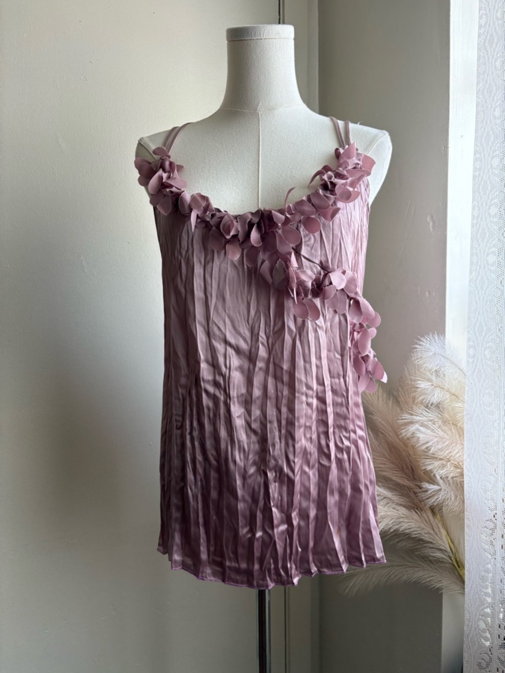 vintage y2k lavender pink floral petals camisole top